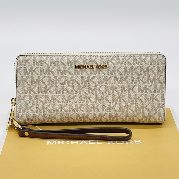 Michael Kors Large Continental Wallet Wristlet Vanilla - Picture 1 of 9